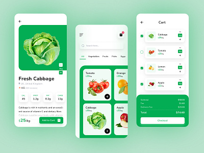 Farme App add to cart application cart clean ui ecommerce farme app farmer fruit groceries ios app ui user interface ux vegetable