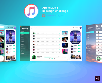 Apple Music Web Design app apple music artist blue challenge color design logo mockup music music app music player redesign skyblue ui ux web website