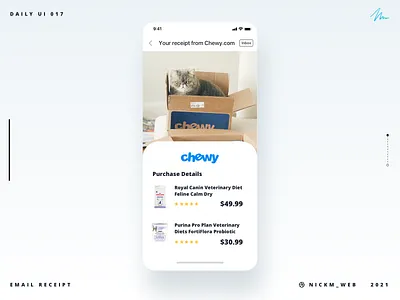 Chewy Email Receipt | Daily UI Challenge 017 (Email Receipt) cat cats chewy daily daily ui daily ui 017 dailyui dailyuichallenge email receipt