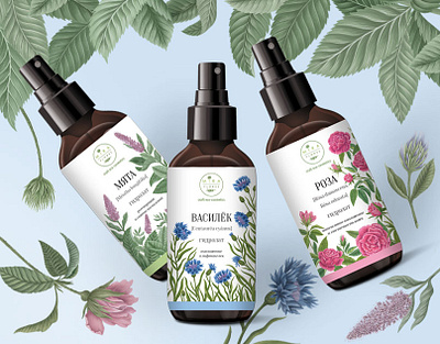 Digital illustrations and package design for cosmetics botanical illustration brending cosmetic packaging cosmetics digital art digital illustration package design pakaging