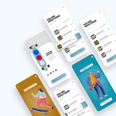 skate shop app design 👩🏽‍💻 colors design graphicdesign illustration minimal onlineshop shopdesign ui uidesigner uidesigners uiux uiuxdesigner ux