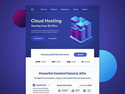 Cloud Hosting - Web Design / Landing Page cloud cloud computing concept design designs hosting hosting company hosting service hosting template inspiration landing landing page minimal ui uiux web design web ui