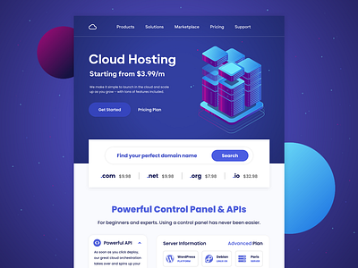 Cloud Hosting - Web Design / Landing Page cloud cloud computing concept design designs hosting hosting company hosting service hosting template inspiration landing landing page minimal ui uiux web design web ui
