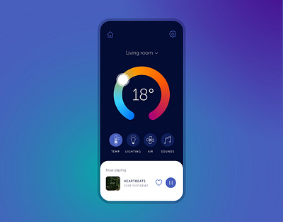 007 #DailyUI- Settings Screen - Smart Home App dailyui dailyuichallenge dark design dark mode design figma gradients home app settings screen settings ui sketch slider smart home app temperature control ui ui design ux