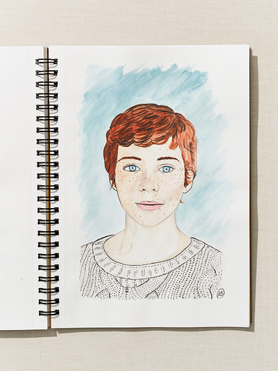 Women in Horror Month - Day 29 - Sophia Lillis illustration ink portrait sketchbook watercolor