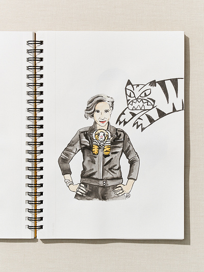 Women in Horror Month - Day 21 - Tigers are not afraid illustration ink sketchbook watercolor