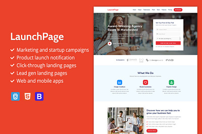 LaunchPage - Premium HTML Landing Page Template agency branding agency landing page agency website business business landing page business website creative creative agency creative design landing page lauchpage marketing agency one page product launch startup startup campaign startup landing page startup template themeforest web app