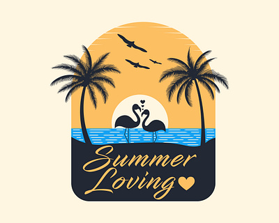 Summer Loving artwork beach couple design flamingo graphic illustration illustrator image love lovers summer vector