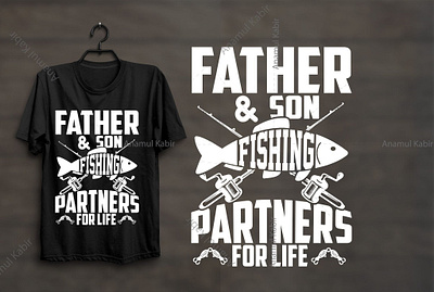 Father and Son Fishing Partners for life T-Shirt Design adventure time car race hiking illustration logo online tshirt design retro design style t shirt design and print tshirt tshirt desig idea tshirt design tshirt design template tshirtdesign tshirts typography typography tshirt ui vactor vintage tshirt