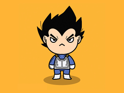 Kawaii Vegeta character dragon ball illustration procreate yellow