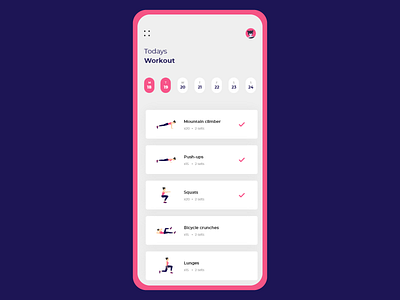 #DailyUI #041 - Workout Tracker adobe xd app daily ui dailyui dailyuichallenge design exercise app exercises health health app mobile mobile ui routine tracker training routine ui ux workout workout app workout tracker