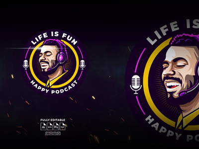 FUN PODCAST brand business creative design esport gaming graphic identity illustations logo logodesign mascot mascotlogo podcast symbol twitch vector youtuber