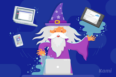 Tech Wizard animated gif animation computer dumbledore illustration motion graphics tech tech wiz tech wizard vector art vector illustration wizard