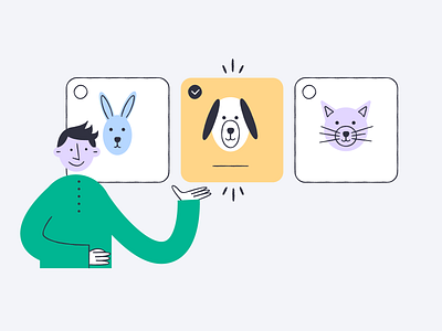 Screeb - Survey options cat choices dog feedback illustration option product illustration rabbit radio button survey