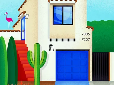 West Hollywood architecture cactus california digital art digital illustration digitalart drawing flamingo hollywood home house house illustration illustration los angeles plants vector vector art vectorart west hollywood