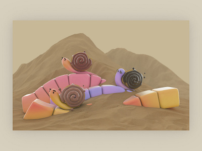 Snack - Snail's Trip 3d 3d art 3d illustration cartoon cartoon character cartoon illustration cinema4d education kid kids illustration mobile snack snail visual visual art wallpaper