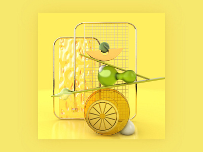 Abstract Object - Lemonade 3d 3d art 3d artwork 3d modeling abstract design balance birdies branding cgi cinema4d commercial art conceptual art lemon lemonade object mockup storytelling summer texture visual art