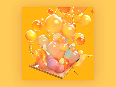 Abstract Object - Bubbling 3d 3d art 3d artwork 3d modeling abstract design birdies branding bubble cgi cinema4d commercial art frame object mockup orange storytelling texture visual art yellow