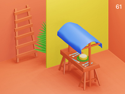 Stall | Everyday object 3d colors composition illustration interior photography