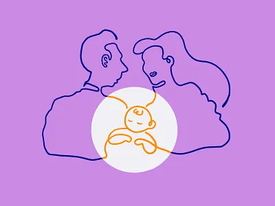 A Family baby color dad drawing illustration illustration art illustrator line mom procreate