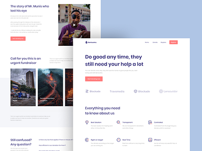 Bantuanku - Online Donation Landing Page app clean colorful donate donation exploration flat design help landing page ui ui design ux ux design web design