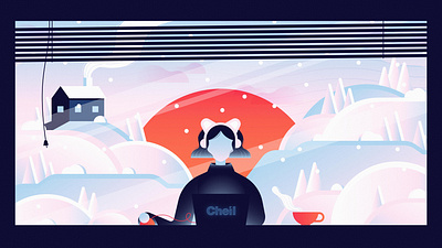 Lofi Beats to Cheil To cat christmas computer holiday laptop music snow snowflake technology winter