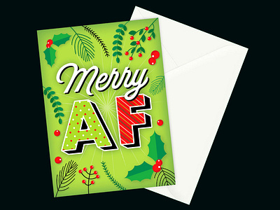 Merry AF card design christmas christmas card colorful greeting card greeting card design holiday holiday card illustration merry merry christmas typography vector