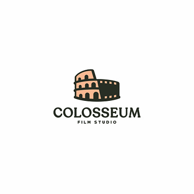 COLOSSEUM FILM STUDIO abstract branding building colosseum dual meaning film flat design forsale icon italy logo movie negativespace studio unused