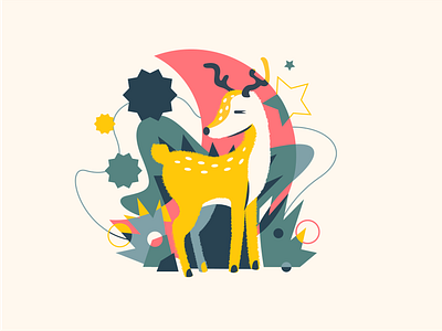 Animal Deer deer drawing geometry illustration illustrator moon procreate sketch stars vector