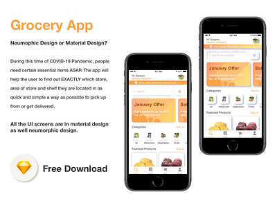 Grocery App - Free Download design free download freebie grocery grocery app mobile app mobile ui sketch sketch freebie ui ux