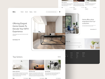 Mint - minimal furniture shop landing page clean ui daily ui ecommerce ecommerce shop furniture store furniture website home office interior landing page landing page design minimal minimalism typogaphy ui ui design ux web design web store website