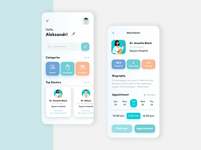 Doctor App design app app design consultation design doctor doctor app doctor appointment healthcare medic medical medical app minimal schedule schedule app schedules ui