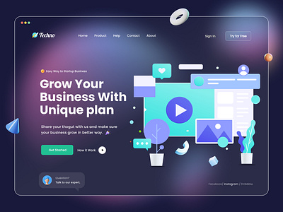 Agency Landing Page UI Design 3d agency logo agency website app branding design color designer dribbble best shot gradient illustration landingpage madhu mia popular shot product design trending trendy ui uiux visual design website