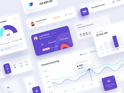 Dashboard UI Elements card cards cards design clean dashboard dashboard design graph schedule statistics ui elements website widget