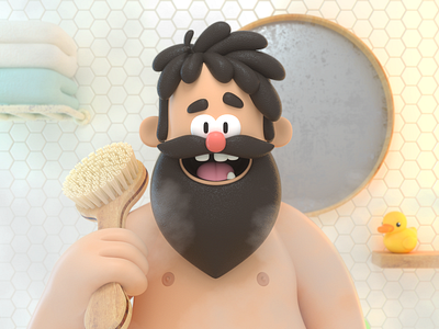 Bathroom 3d bathroom c4d character design duck illustration person render