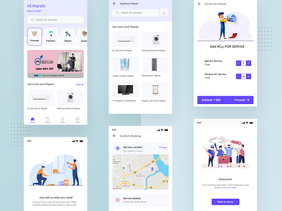 Home Service (Booking Process) home service interaction design mobile app design mobile ui ui design