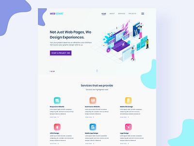 Web Start adobe xd design flat minimal ui ux web website