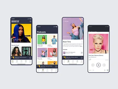 Radio Antenn app application baku colorful design green music pink podcast purple radio redesign typography ui ux yellow