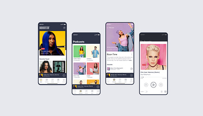 Radio Antenn app application baku colorful design green music pink podcast purple radio redesign typography ui ux yellow