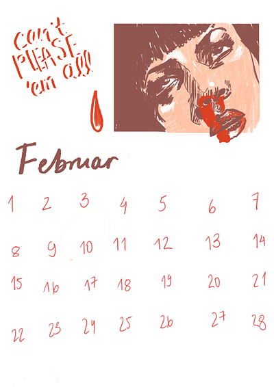 february all art calendar design digitalart february illustration minimal painting please portrait