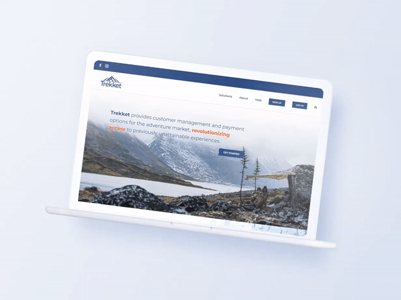 Website: Trekket adventure animated mockup animation clear creative landing page laptop animation light macbook macbook animation minimalist nature outdoors payments startup website website animation