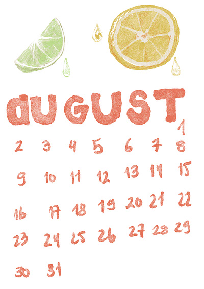 August art august calendar design digitalart fruit fruity illustration juicy lemon lime matildamaya minimal painting sour