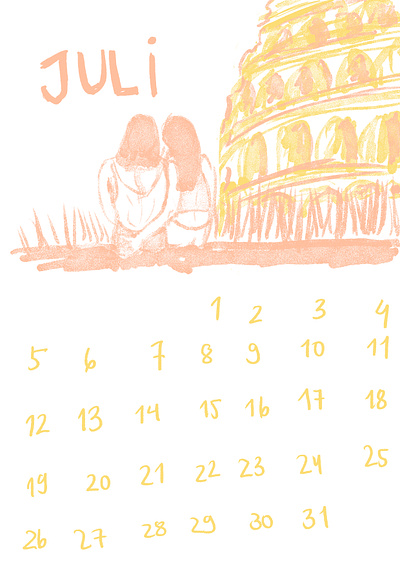 July art calendar design digitalart holidays illustration july love matildamaya minimal painting rome