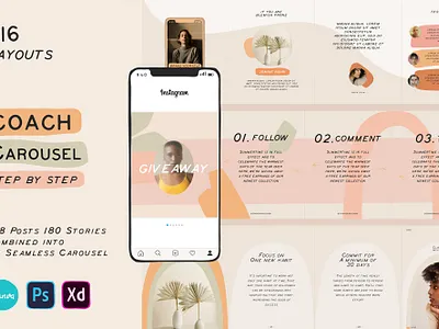 Coach Carousel Templates animated stories canva carousel ig stories ig template illustration instagram stories instagram template logo patterns