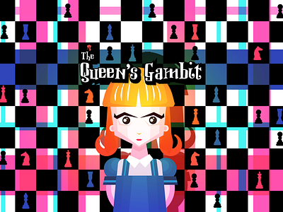 Queen's Gambit checkmate chess flat illustration gambit illustraion netflix netflix and chill queens vector