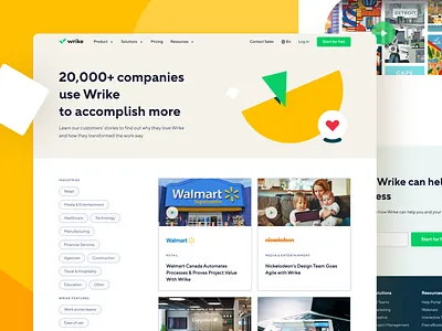 Wrike Customers Web Portal clean design landing ui ux web webdesign website wrike wrikedesign wriketeam yellow