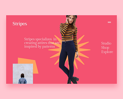 Stripes - Fashion Website clean clothes clothes shop ecommerce fashion fashion brand fashion website girl gridless kinetic typography minimal pattern red stripes style woman women women fashion women style