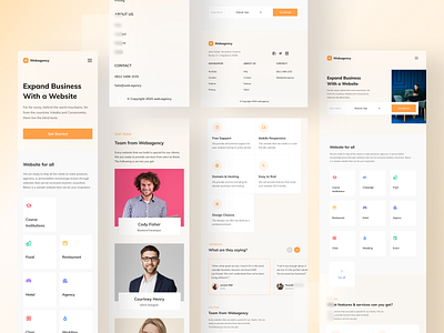Webagency - Agency Landing Page agency app cards ui company profile company website cta button design hero section landing landing page minimal mobile mobile responsive orange page question studio profile team profile team website teams