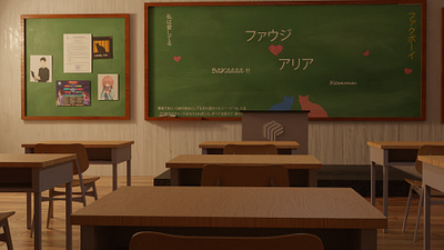 Japanese Classroom Section 2 3d art 3d artist anime assassins assassinscreed blender blender 2.8 blender3d blendercycles clasroom fanart interior interior design interiordesign lightroom room school