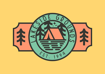 Lakeside Grounds Logo camping figma illustration illustrations lakeside line art logo logo design tent trees